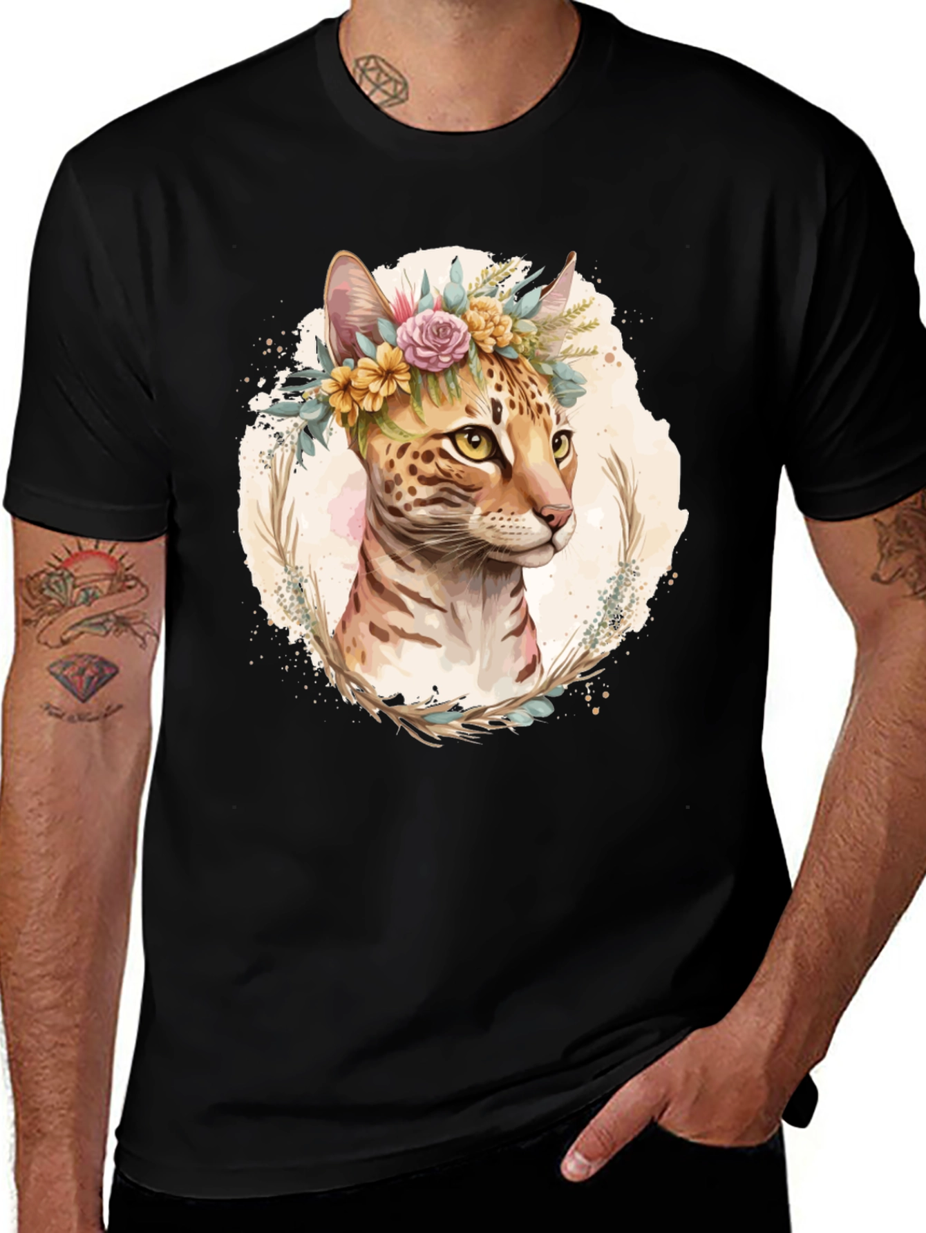 Variant 18 of Floral Cat T-Shirt - Unique Graphic Tee