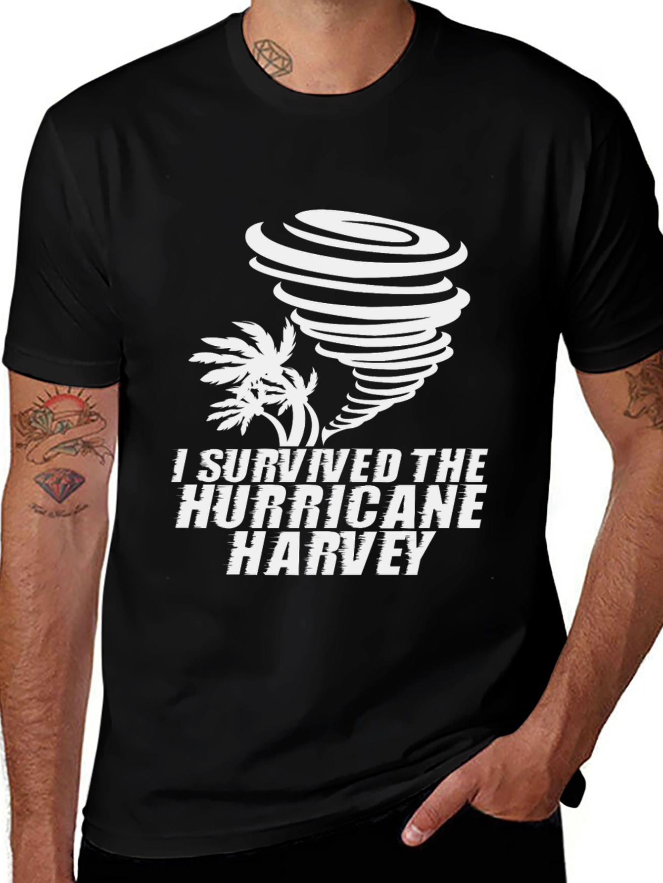 Variant 8 of I Survived Hurricane Harvey Black T-Shirt