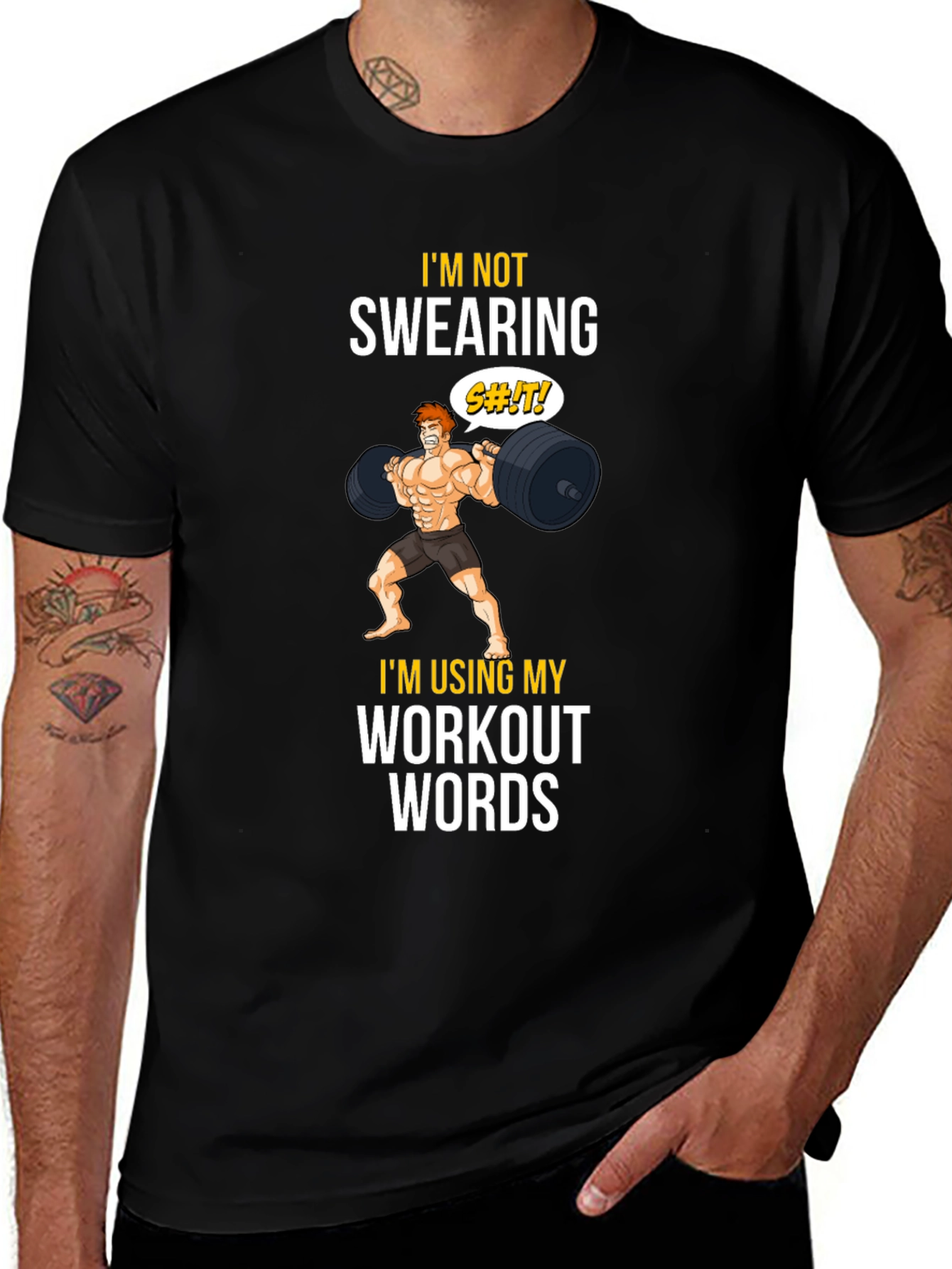 Variant 25 of Workout Words Graphic Tee - Black