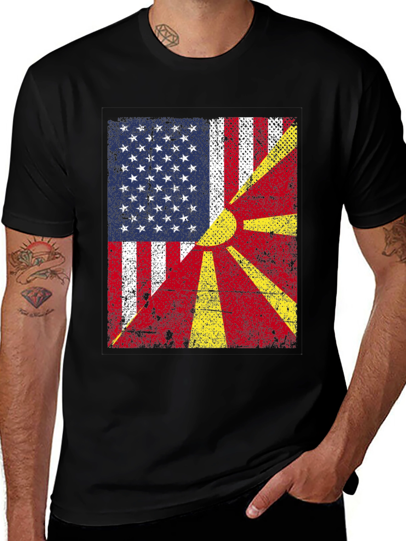Variant 6 of USA & Macedonia Flag Graphic T-Shirt