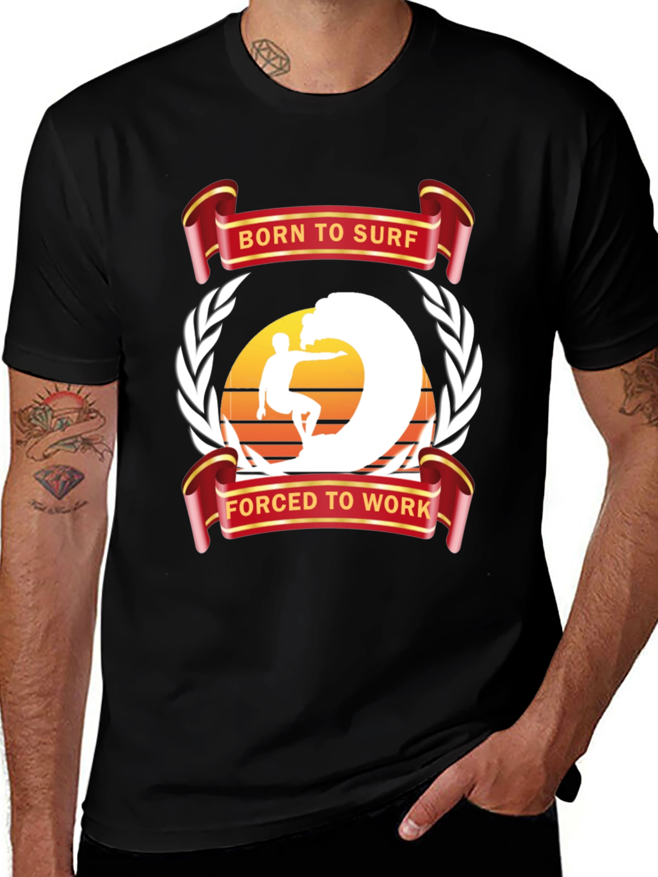 Variant 28 of Born to Surf T-Shirt - Surfing Lifestyle Tee