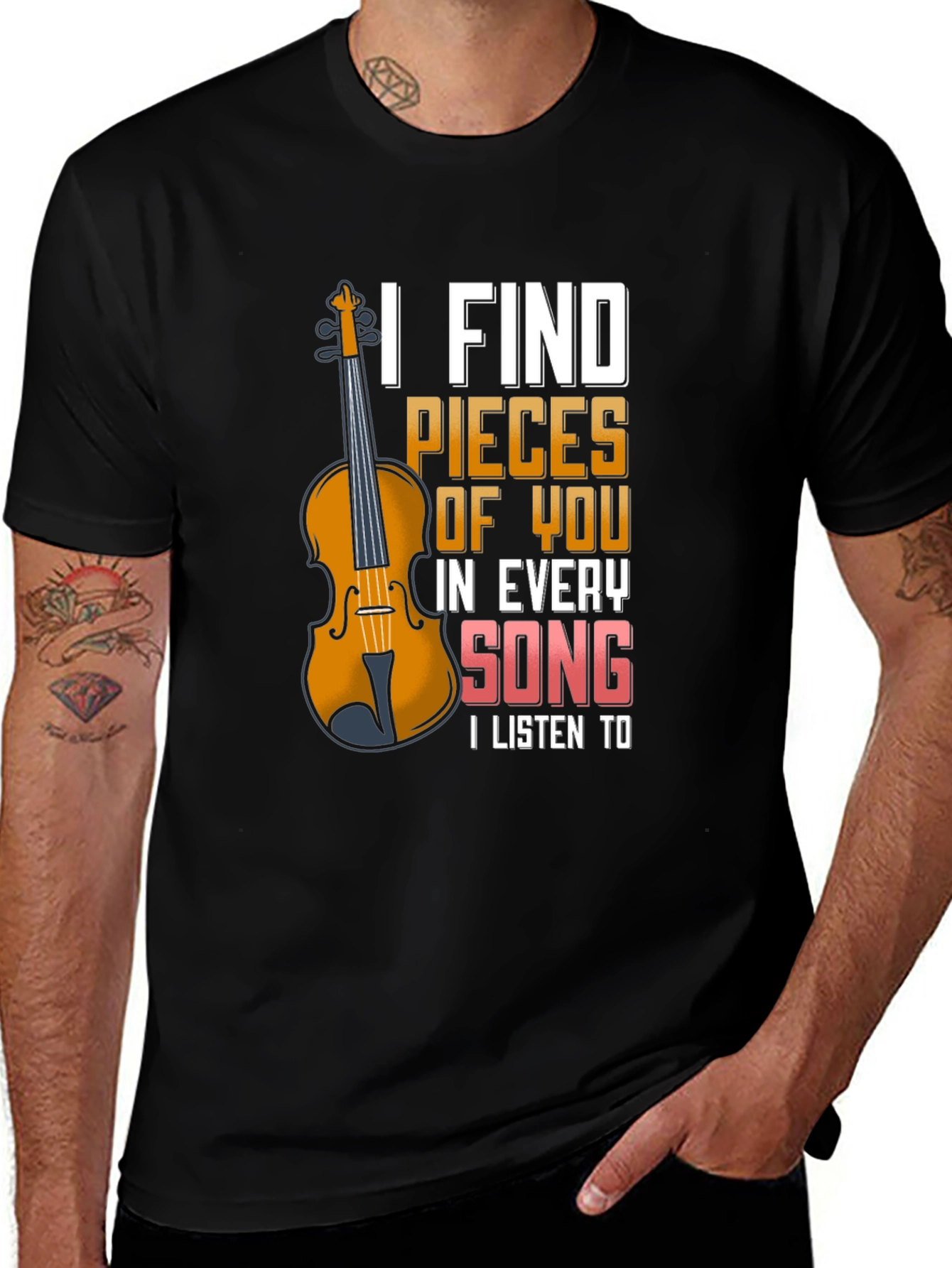 Variant 19 of Violin Lover T-Shirt:  Find Pieces of You in Every Song Graphic Tee