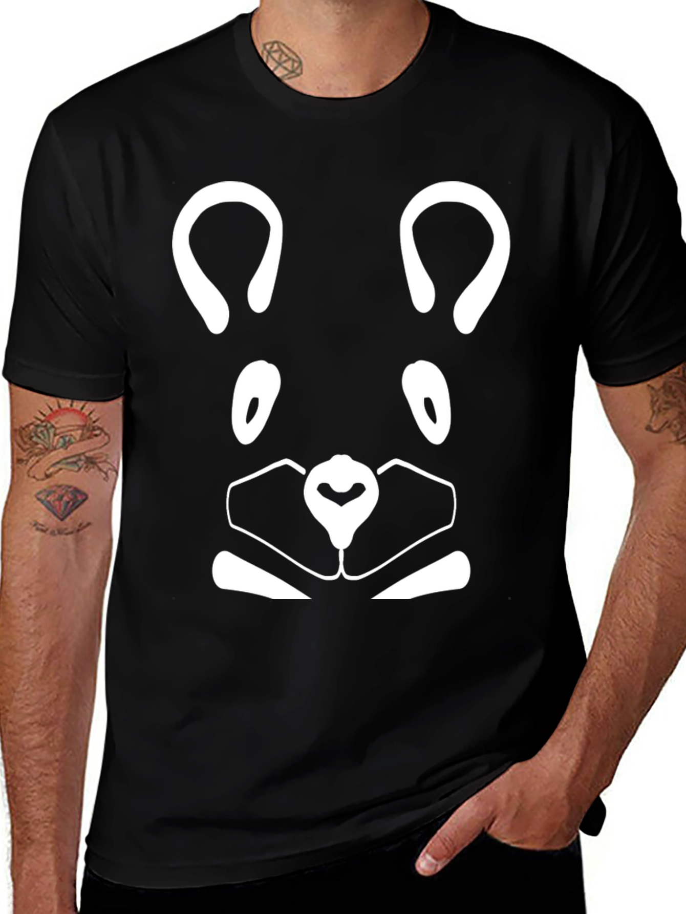 Bear Face Graphic Tee - Black