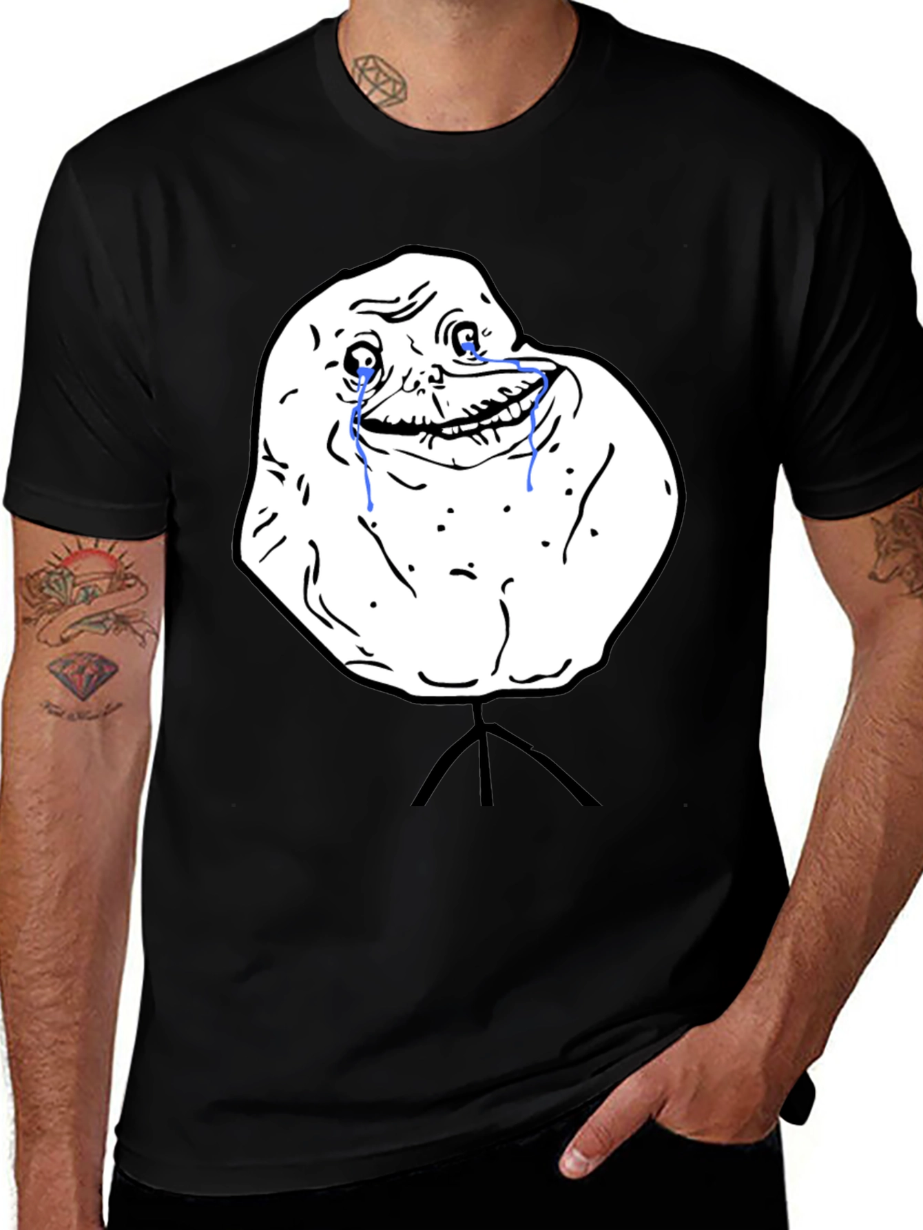Variant 28 of Forever Alone Meme Black T-Shirt