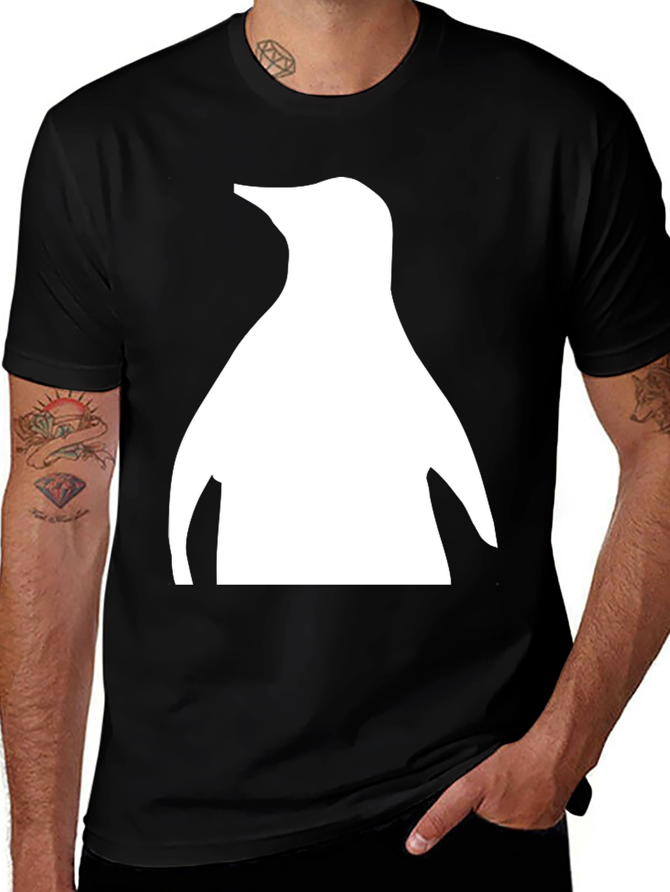 Variant 2 of Penguin Silhouette Graphic Tee - Black