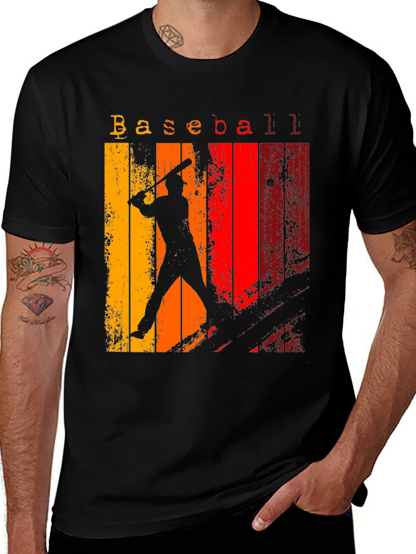 Black Retro Baseball Graphic Tee - Vintage Style Shirt main image