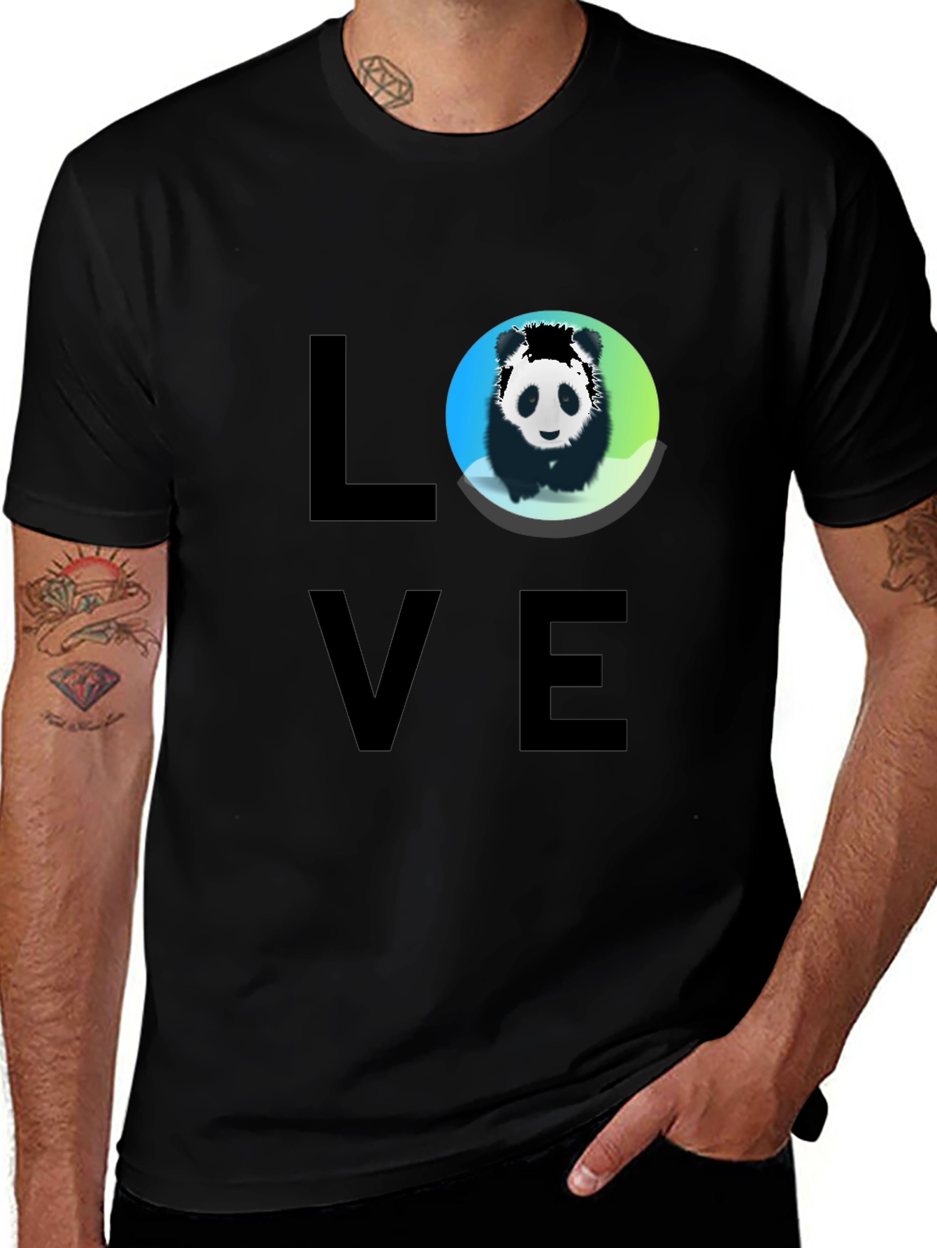 Variant 24 of Love Panda Graphic Tee - Black