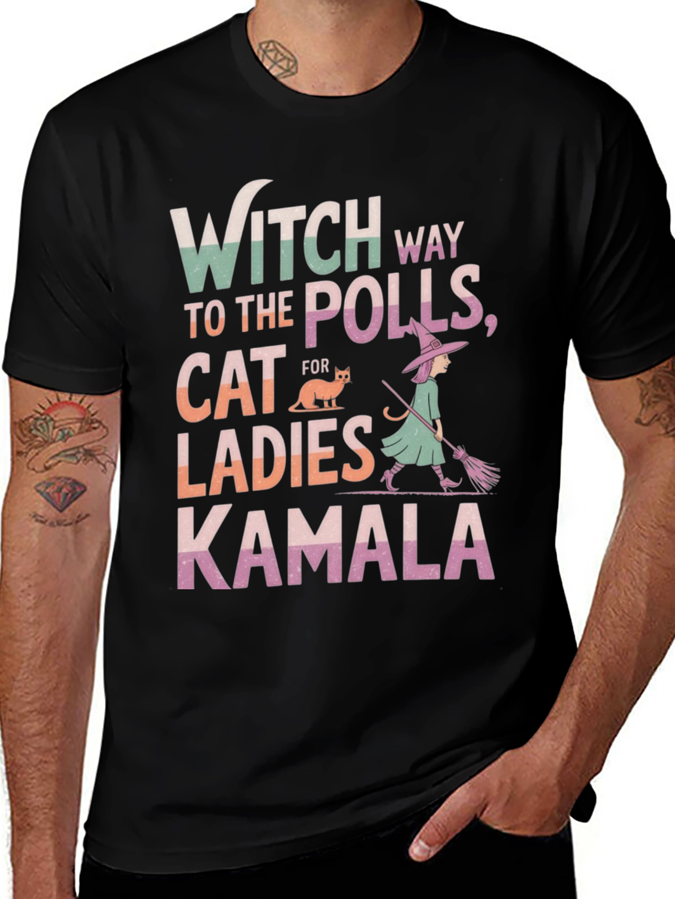 Witch Way to the Polls Kamala Ladies Cat T-Shirt