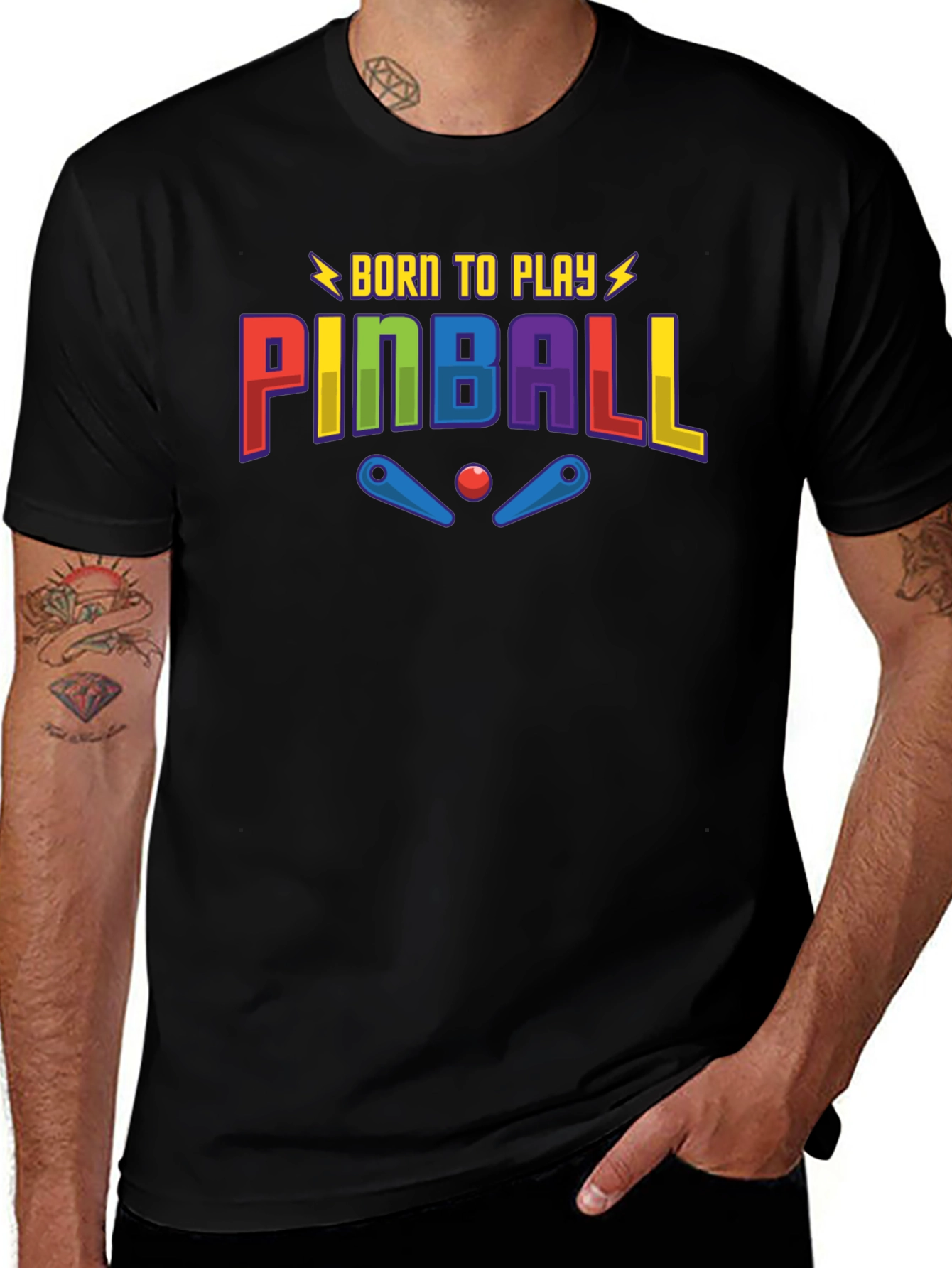 Variant 28 of Born to Play Pinball Graphic T-Shirt