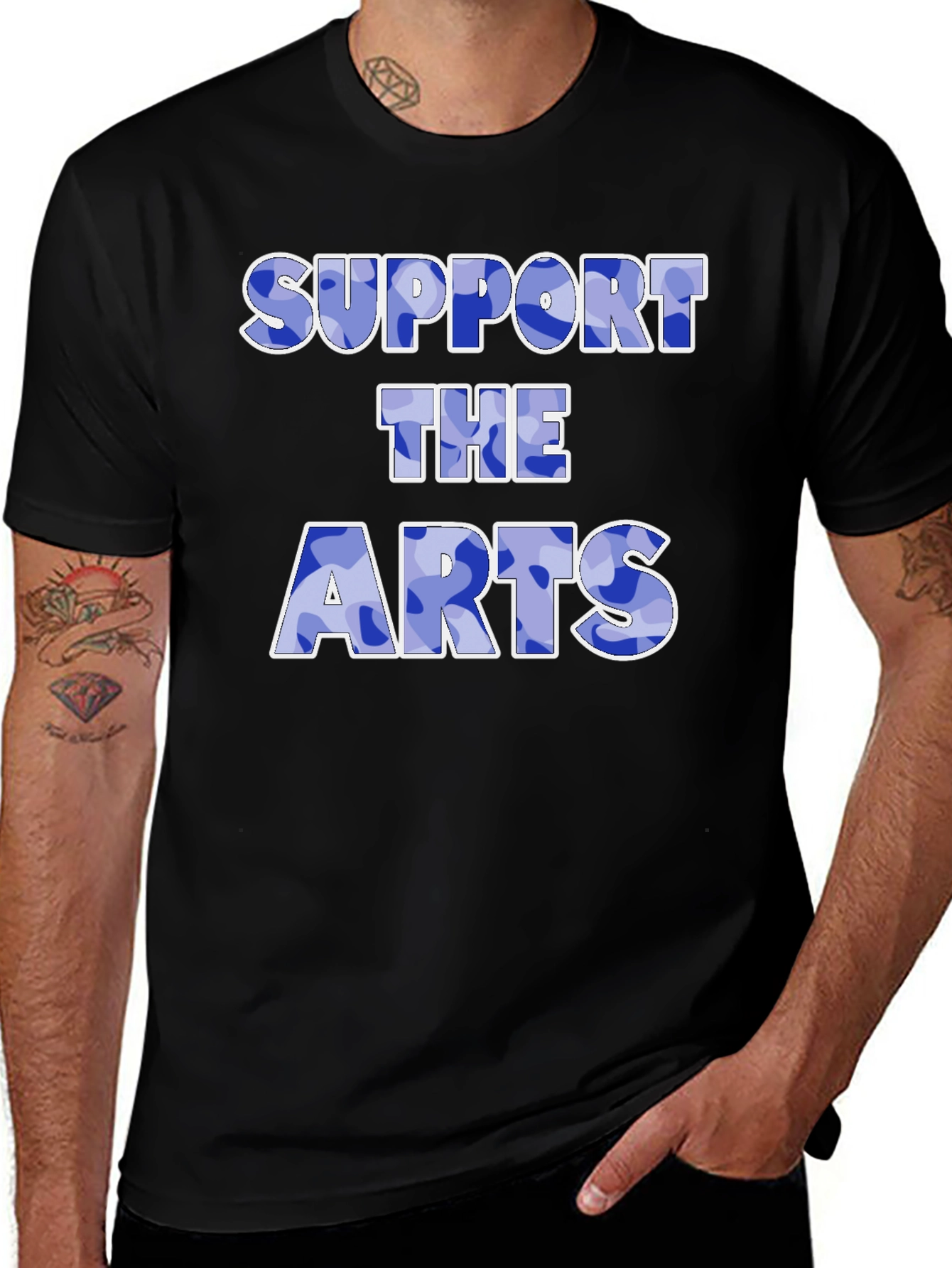 Variant 22 of Support The Arts T-Shirt Black Cotton Blend Graphic Tee