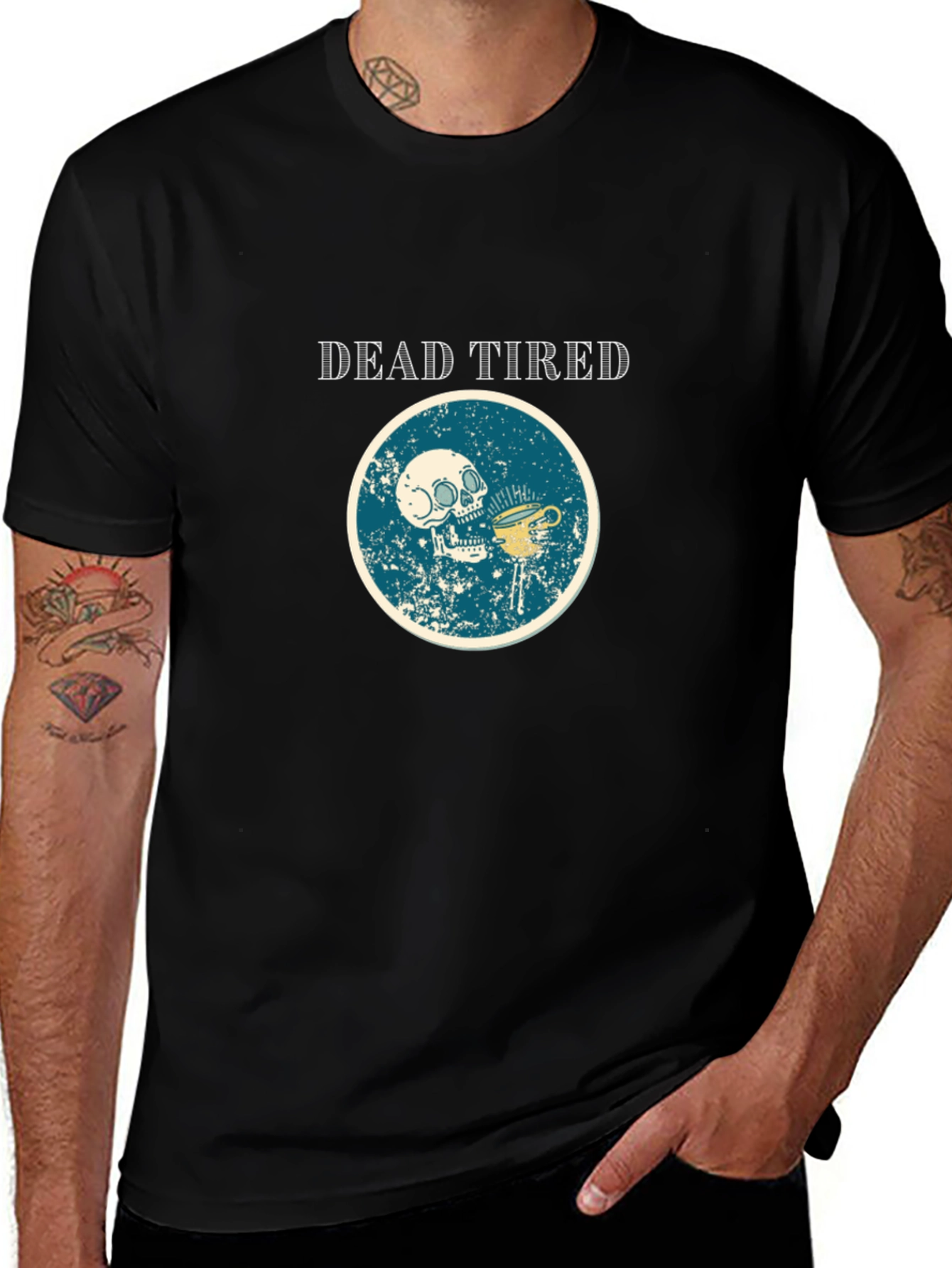 Variant 3 of Dead Tired Graphic T-Shirt - Skull & Coffee