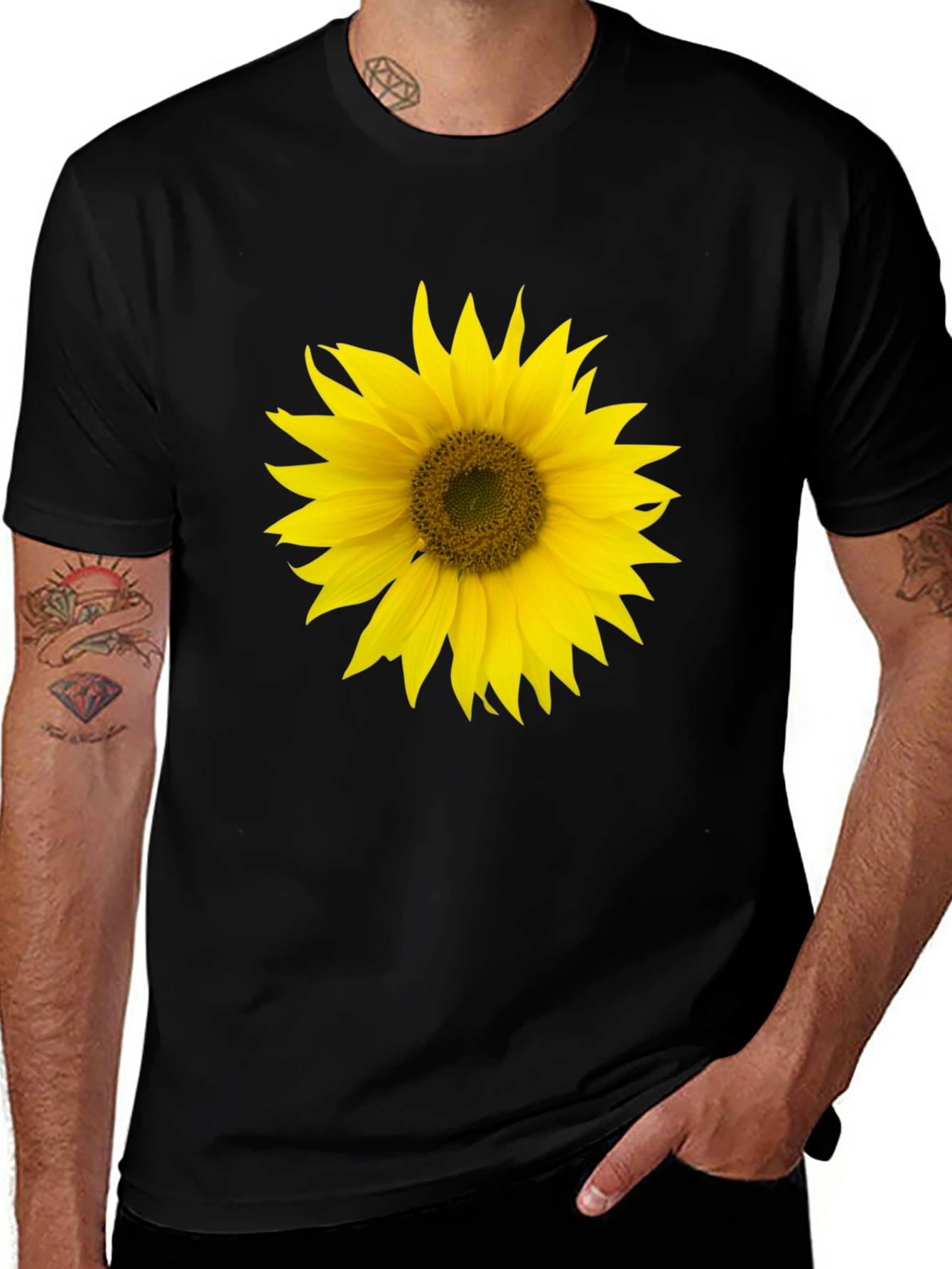 Variant 30 of Sunflower Print Black T-Shirt