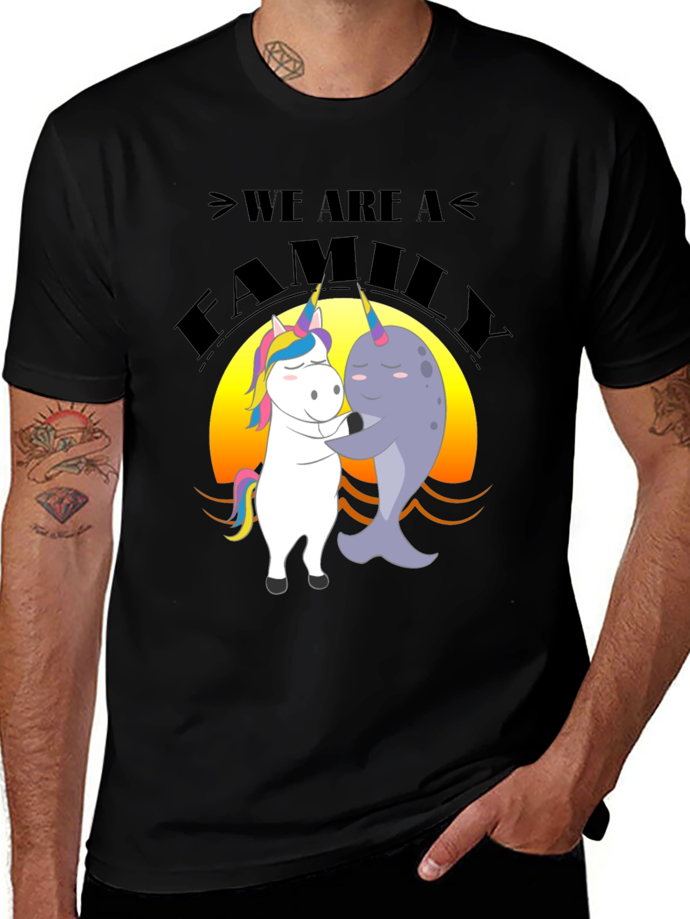 Variant 28 of Unicorn and Narwhal Family T-Shirt