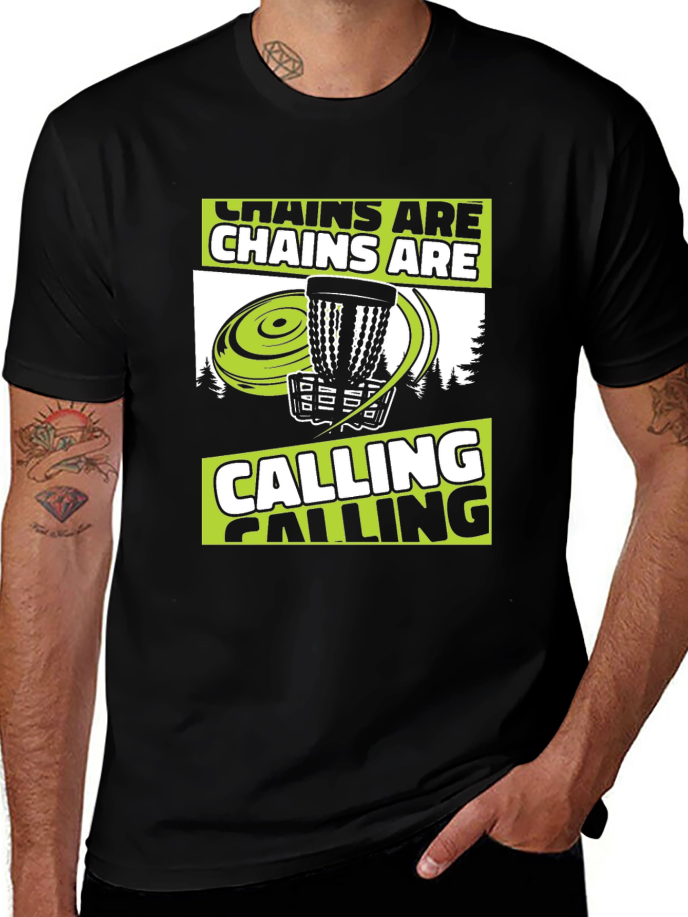 Variant 2 of Chains Are Calling Disc Golf T-Shirt
