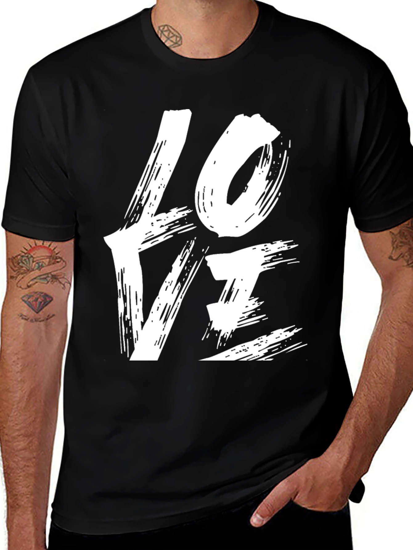 Variant 11 of Love Brushstroke Graphic Tee - Black Casual Shirt