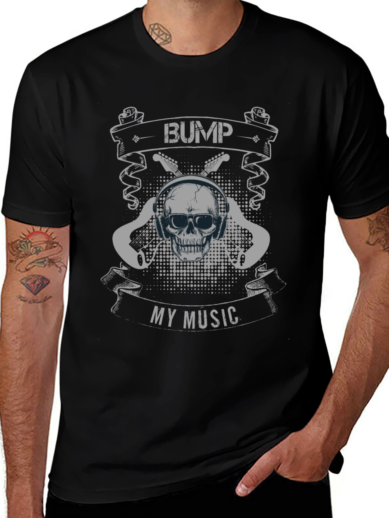 Variant 29 of Bump My Music Graphic Tee - Skull & Guitars