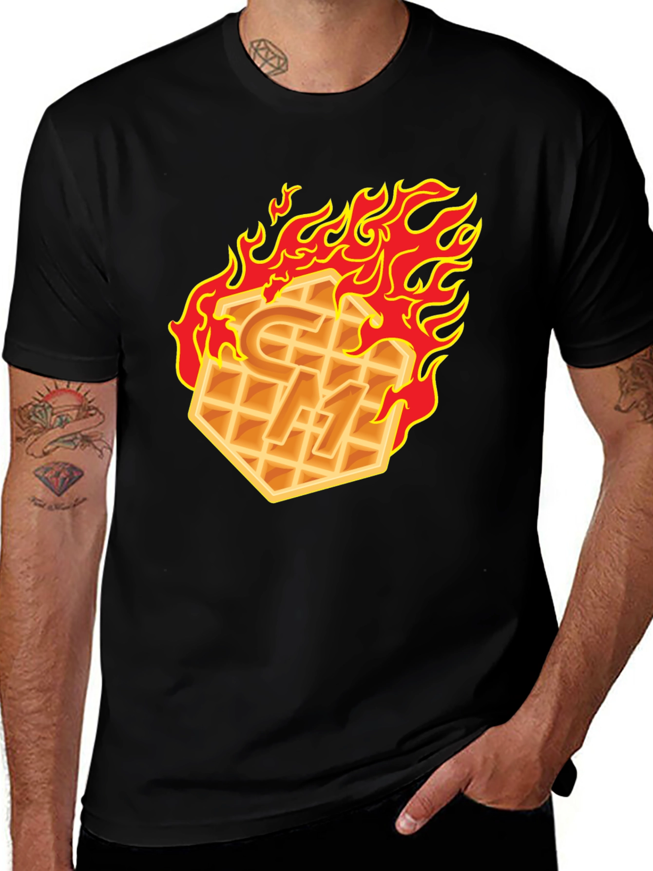 Variant 20 of Flaming Waffle Graphic T-Shirt