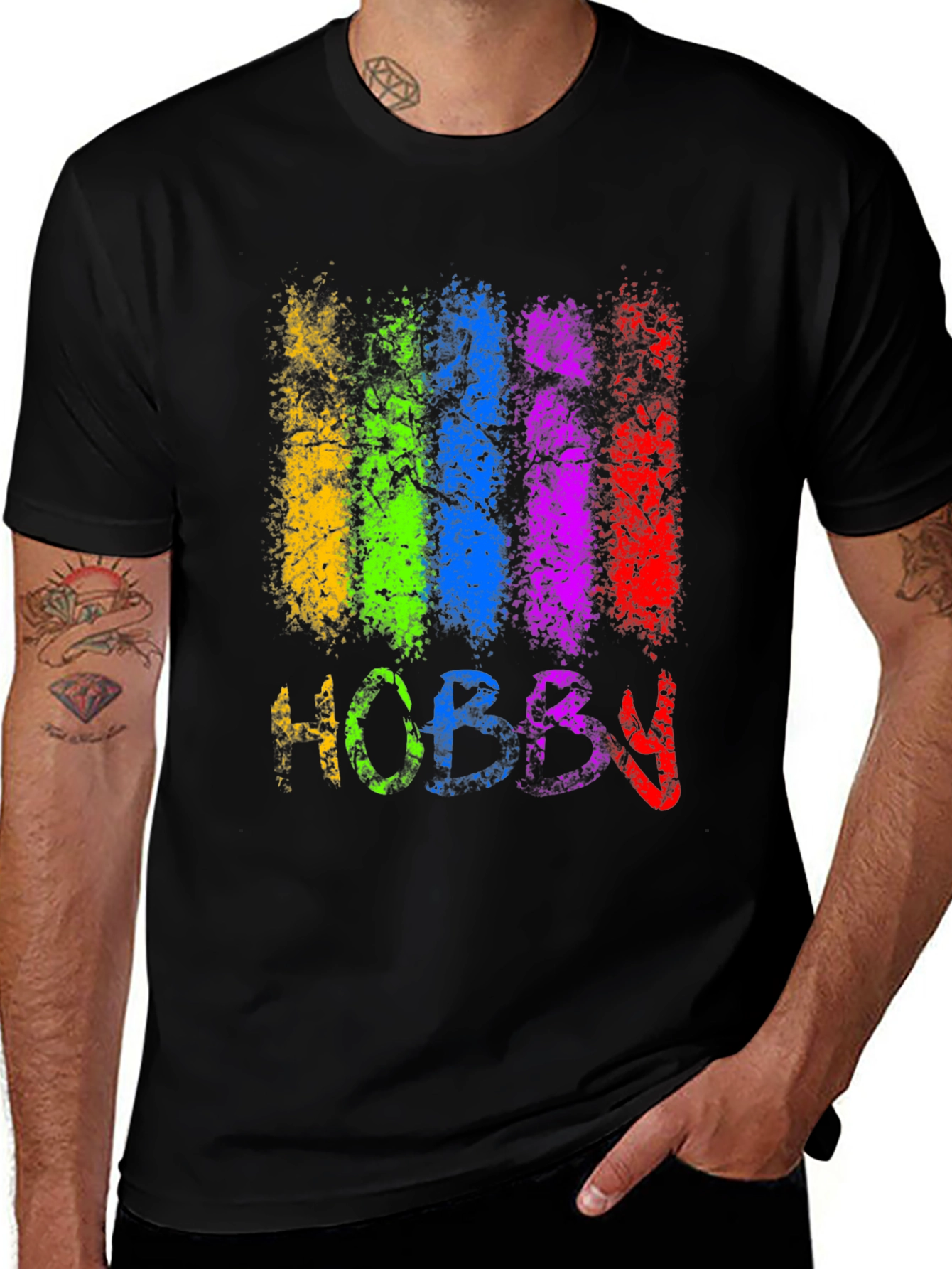 Variant 7 of Colorful Hobby Graphic Tee - Black Cotton Blend