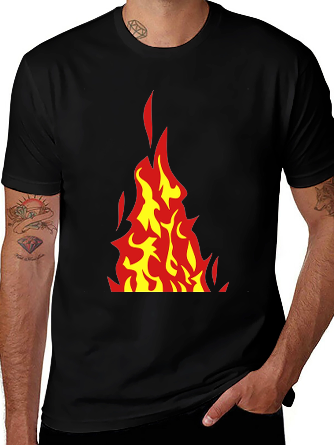 Variant 23 of Fiery Flames Graphic Tee - Bold Black T-Shirt