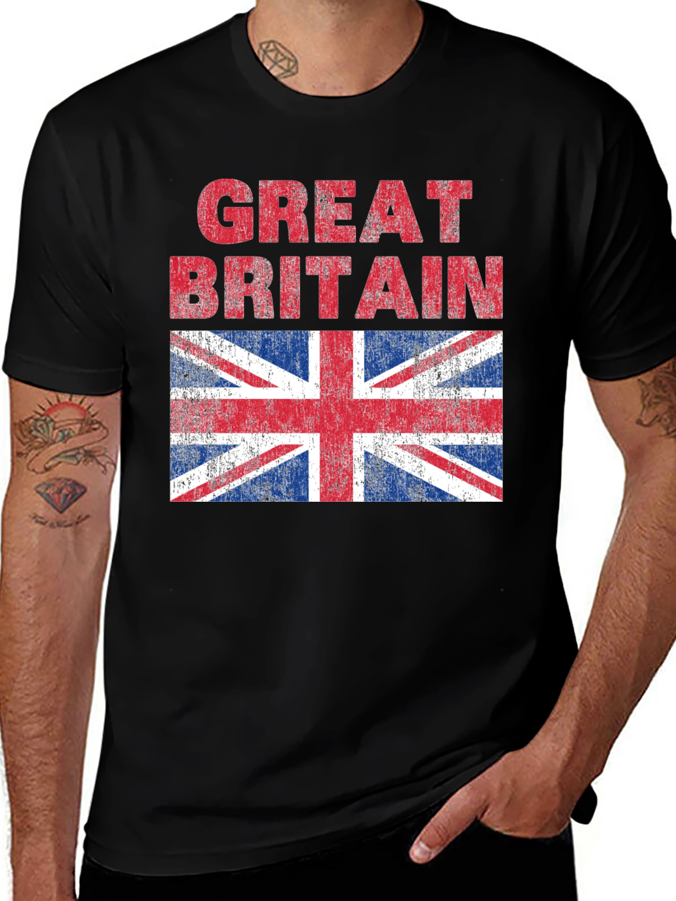 Black Great Britain Flag Graphic T-Shirt main image