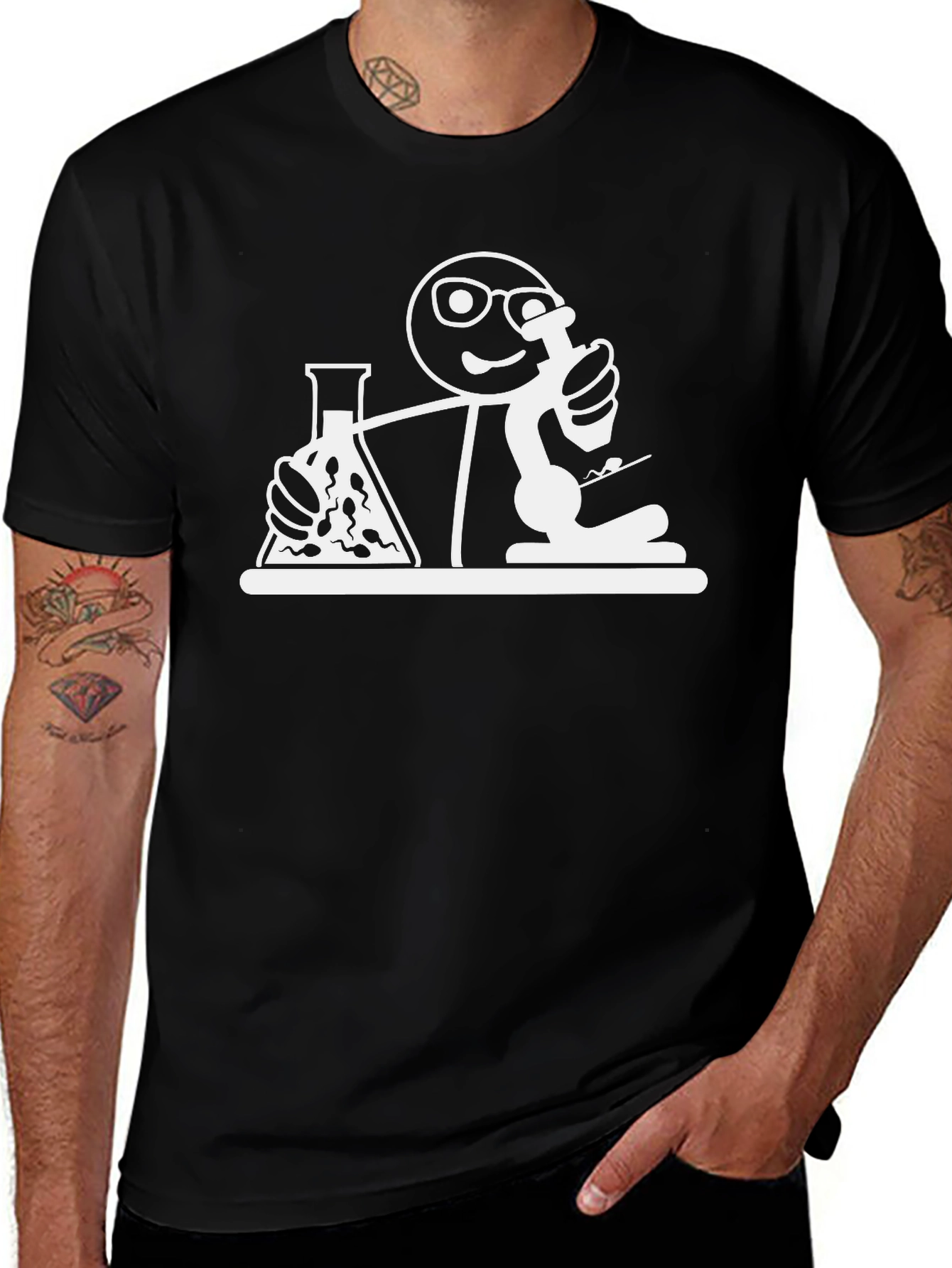 Variant 20 of Scientist Stick Figure Graphic Tee - Black