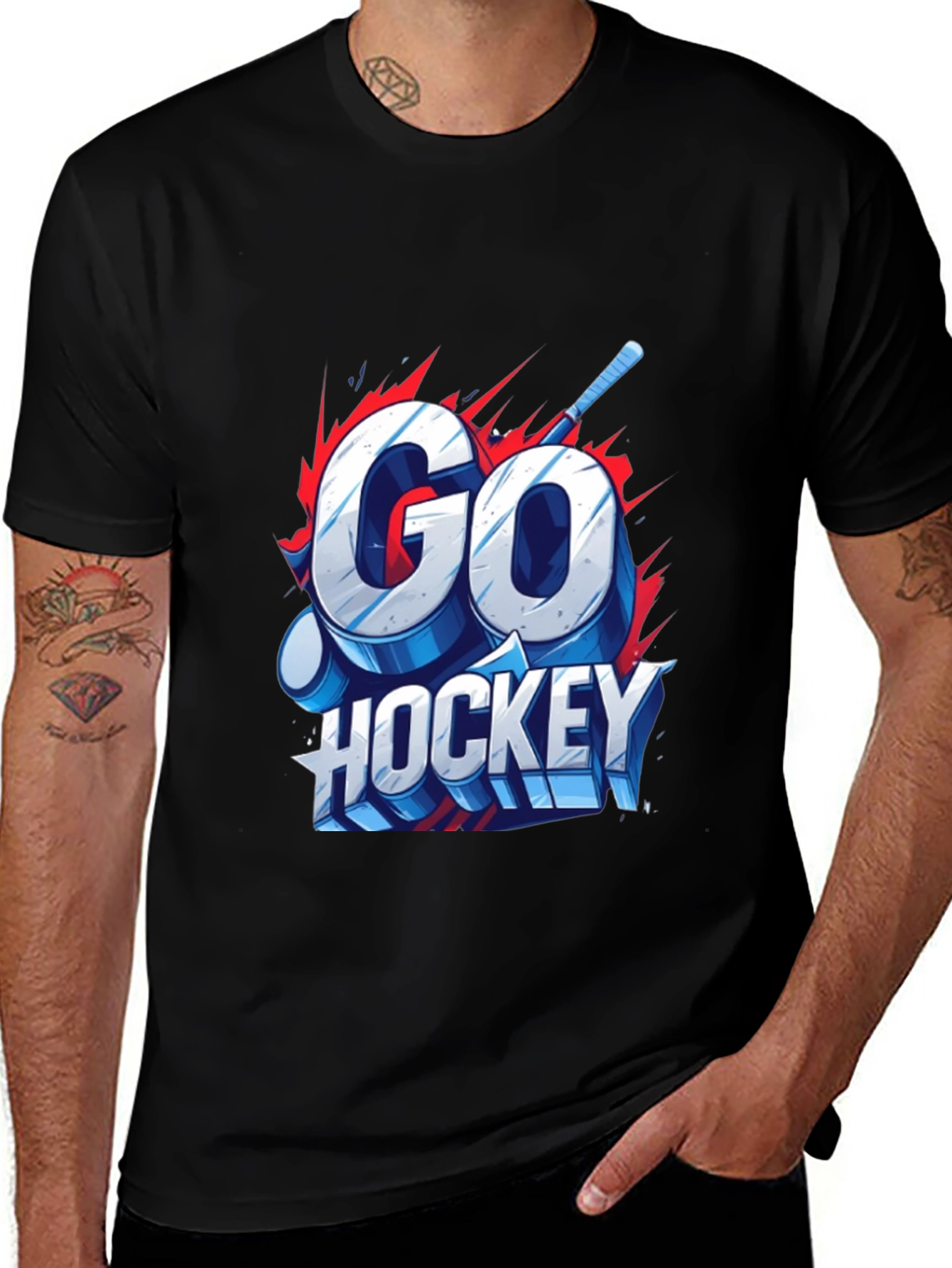 Variant 4 of Go Hockey Black Graphic Tee