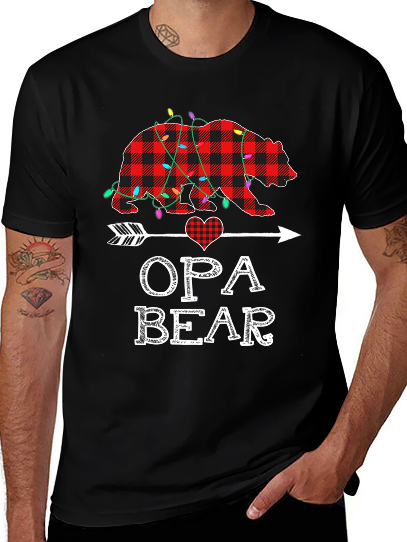 Variant 25 of Opa Bear Plaid Christmas Lights T-Shirt