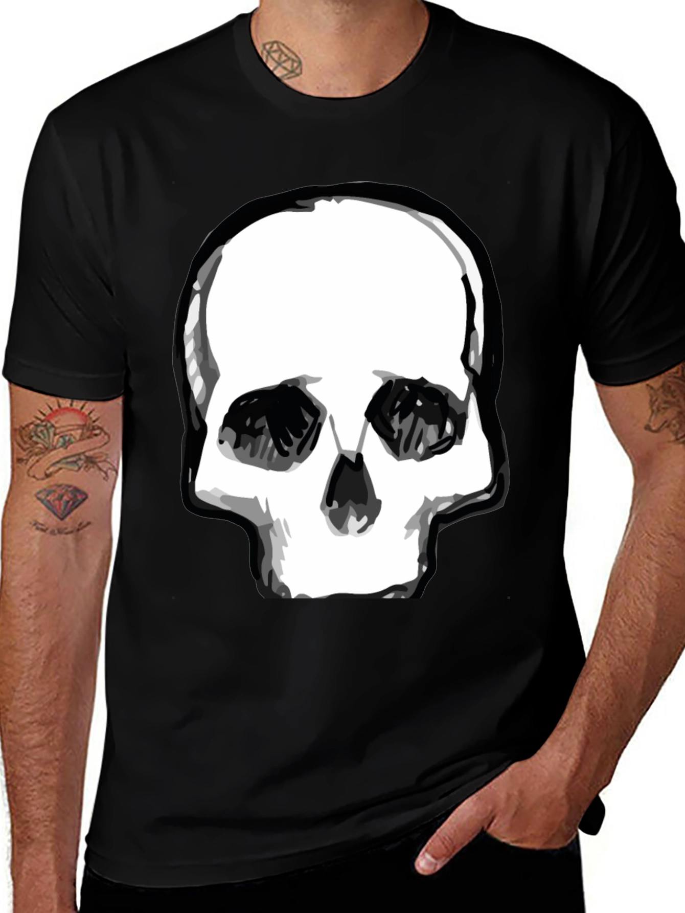 Variant 27 of Skull Graphic Print Black T-Shirt