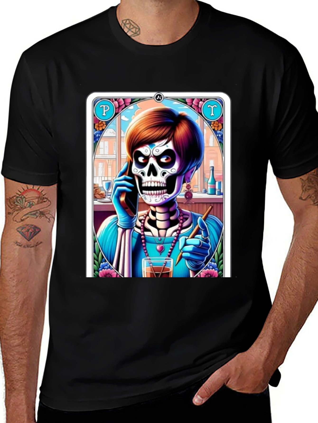 Variant 9 of Skeleton Art T-Shirt - 'P' and 'T' Design