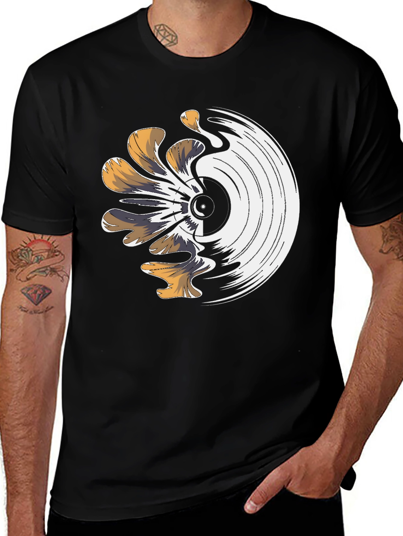 Variant 14 of Melting Vinyl Record Graphic T-Shirt