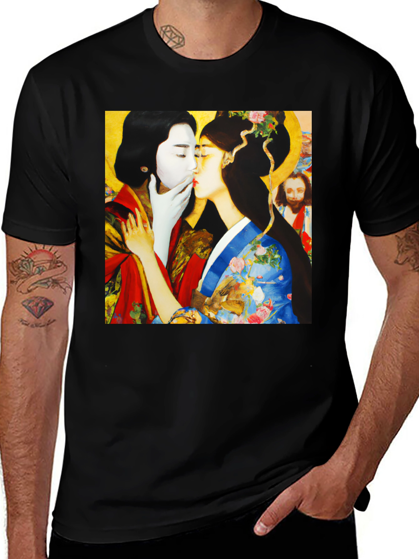 Variant 16 of Artistic Graphic Tee: Love and Tradition