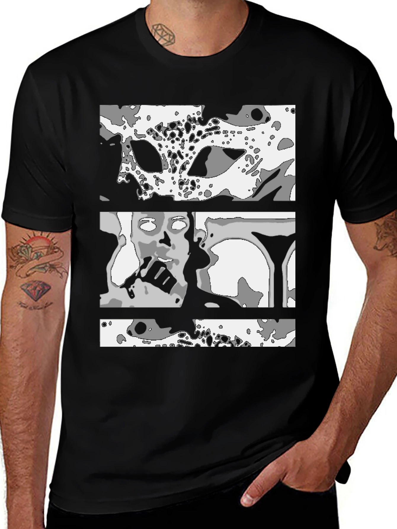 Black Abstract Graphic Print Black T-Shirt main image