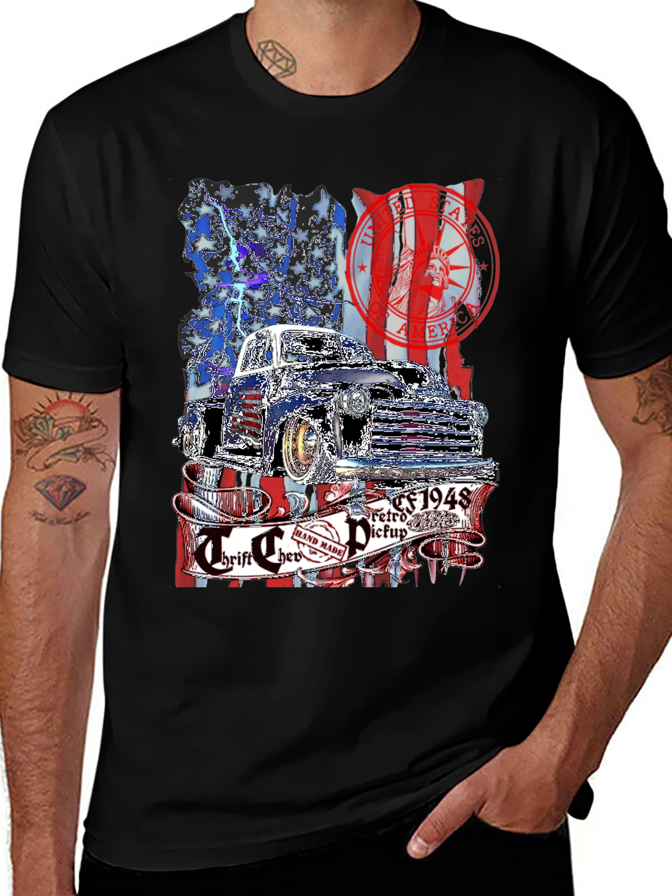Variant 16 of Retro 1948 Truck T-Shirt - Patriotic Design
