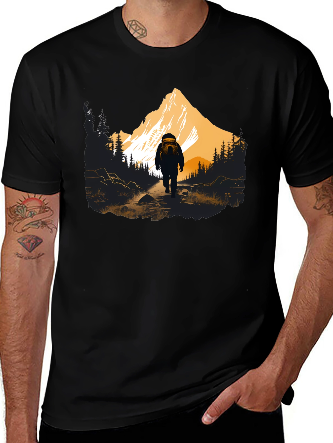 Variant 3 of Hiking Mountain Black T-Shirt