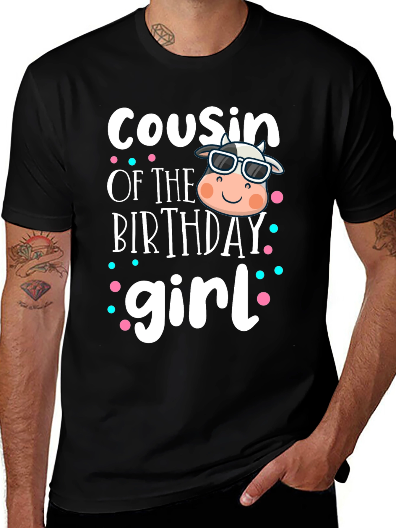 Variant 26 of Cousin of the Birthday Girl Cow Graphic Tee
