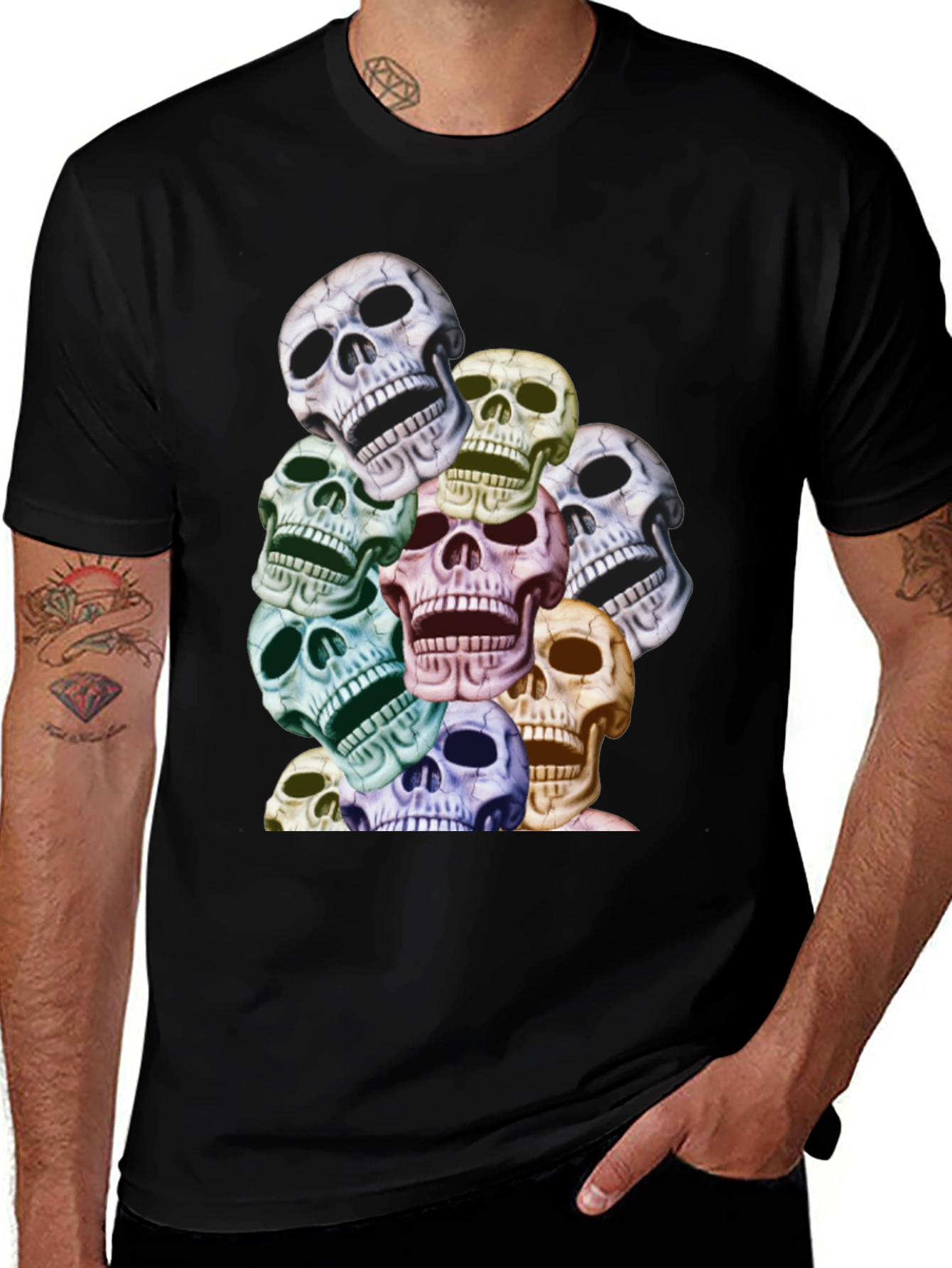 Variant 12 of Skull Pile Graphic T-Shirt - Unique Design