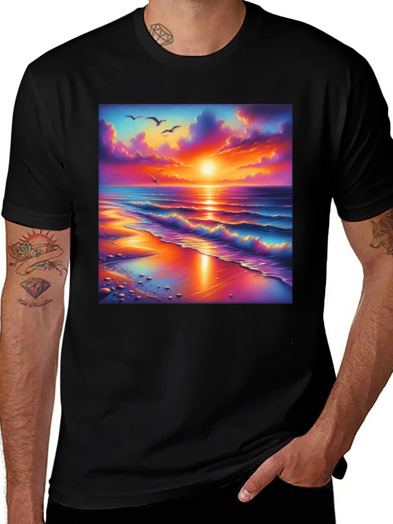 Variant 7 of Sunset Beach Graphic Tee - Vibrant Design