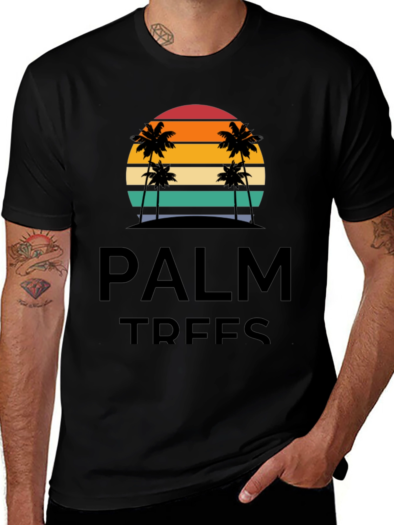 Variant 7 of Palm Trees Graphic T-Shirt - Retro Sunset Design