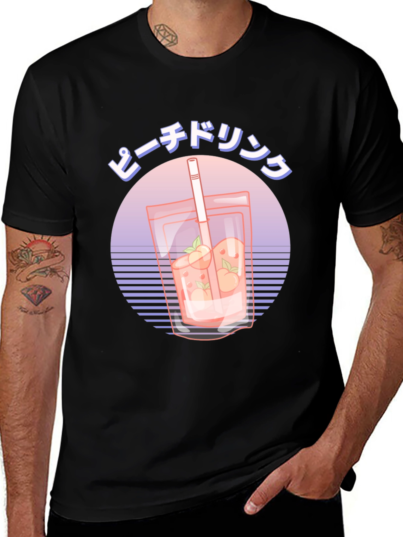Variant 6 of Peach Drink Graphic Tee - Retro Japanese Style