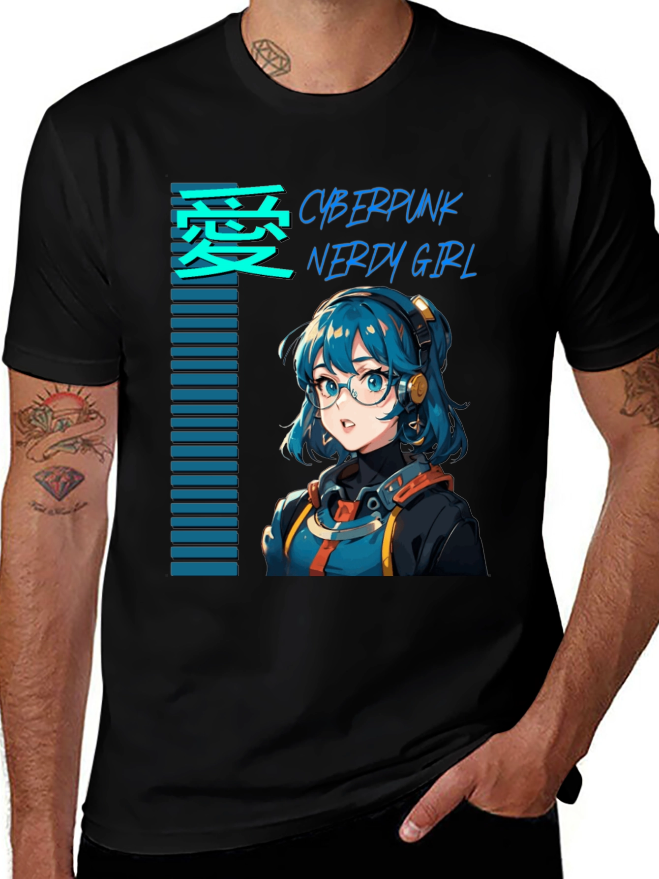 Variant 18 of Cyberpunk Nerdy Girl Graphic Tee