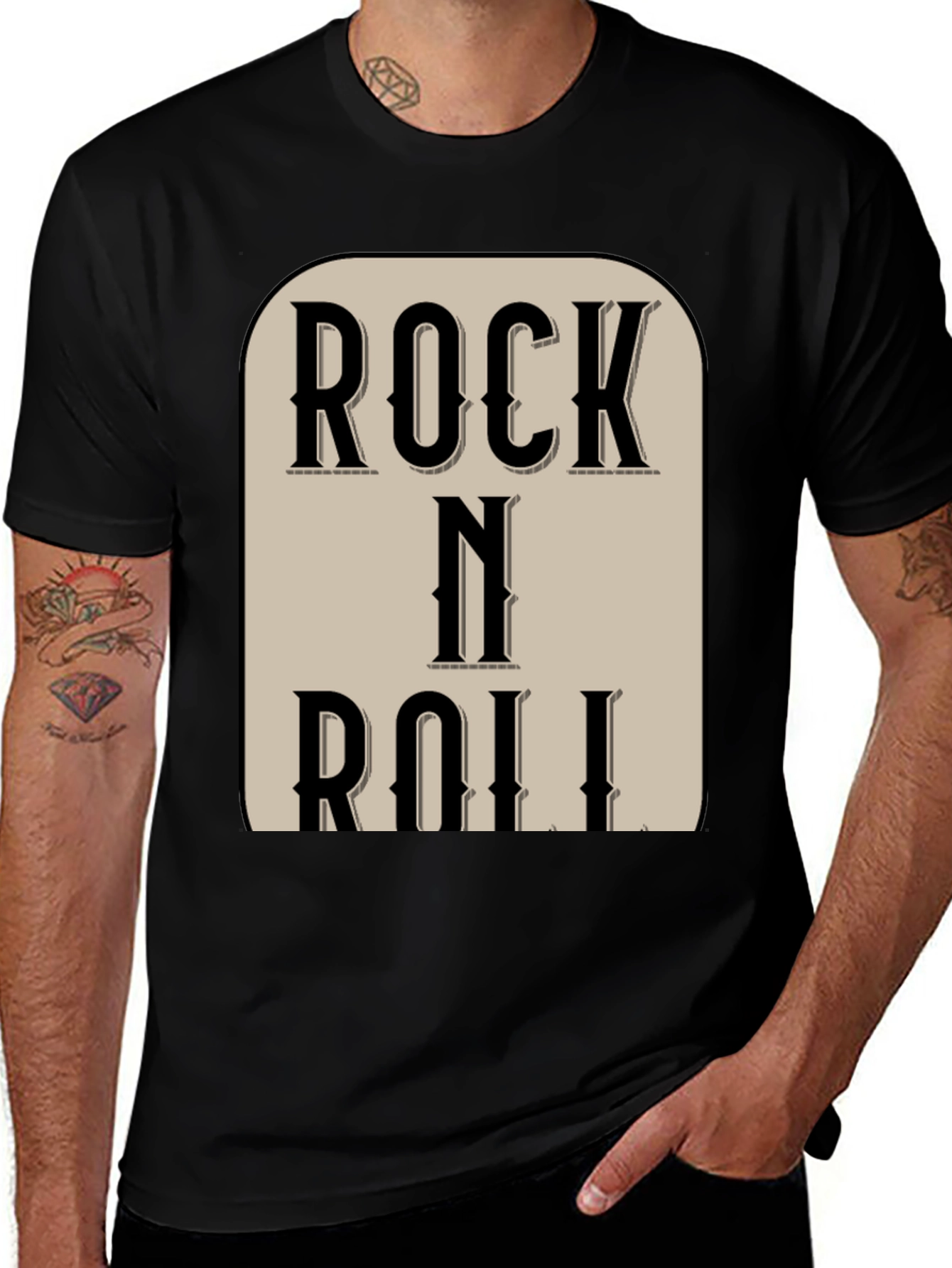 Rock N Roll Black Graphic Tee Shirt