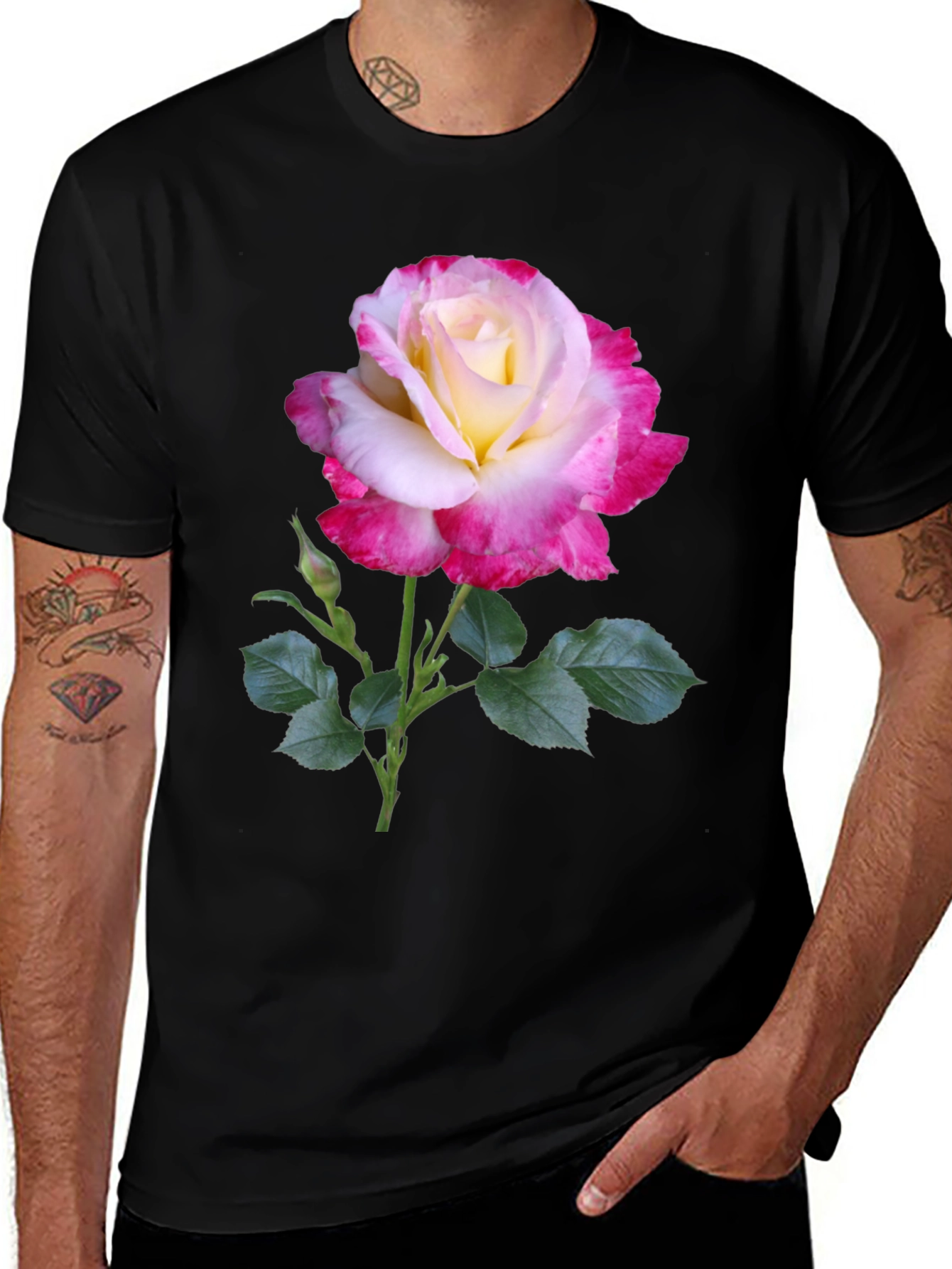 Variant 14 of Rose Graphic Tee - Elegant Floral Design