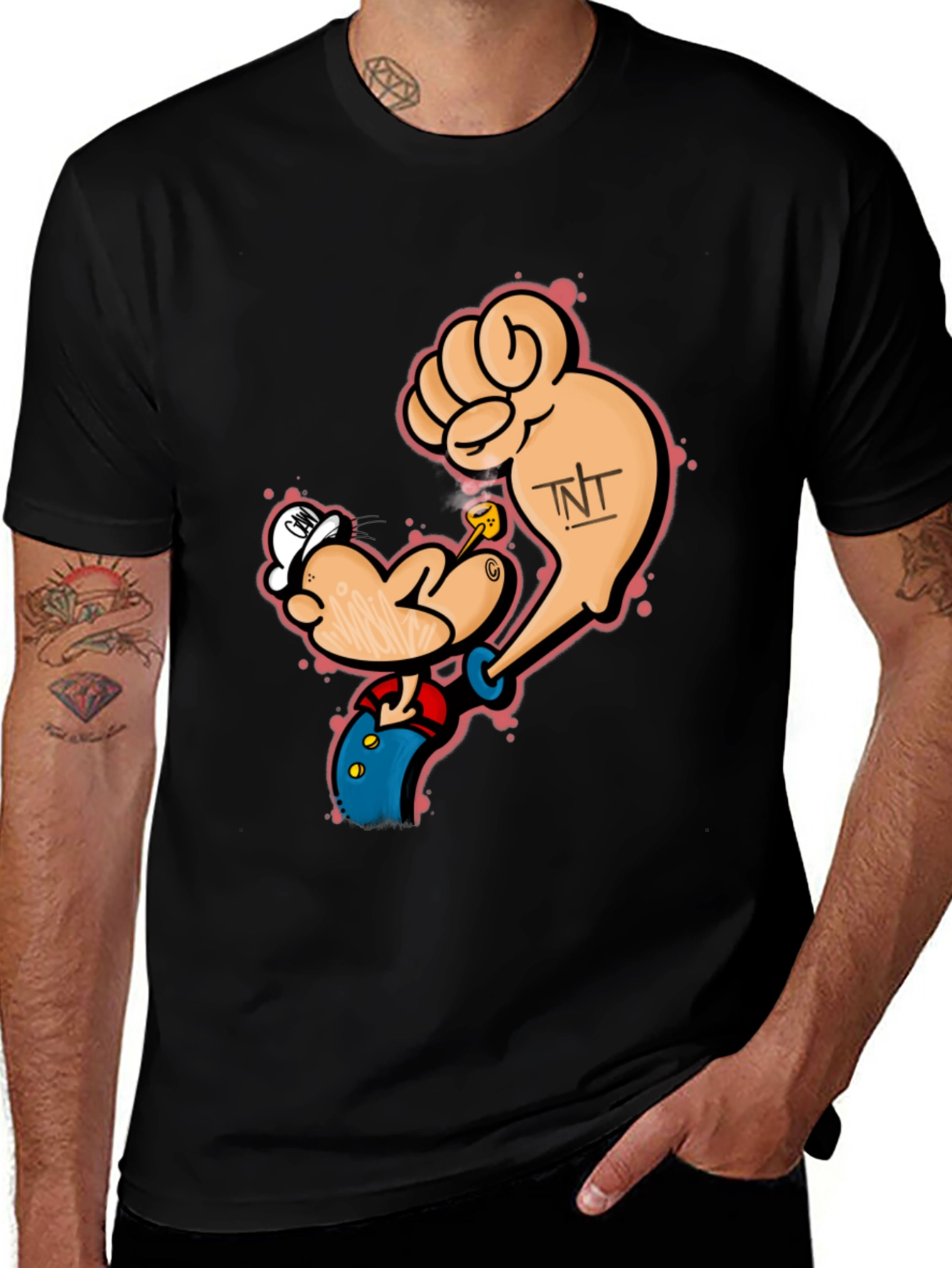Variant 25 of Popeye Inspired TNT Black T-Shirt