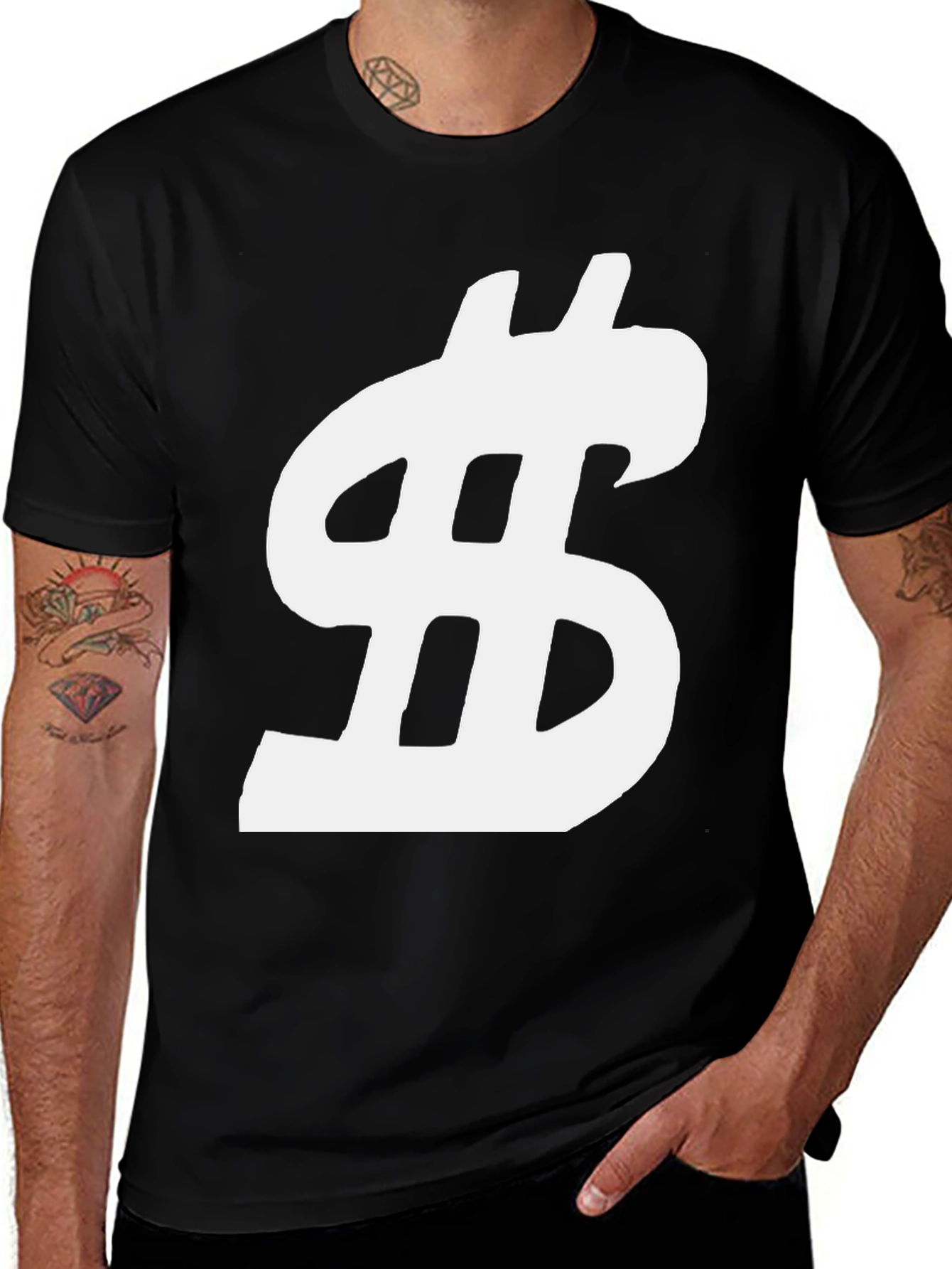 Variant 17 of Dollar Sign Graphic Black T-Shirt
