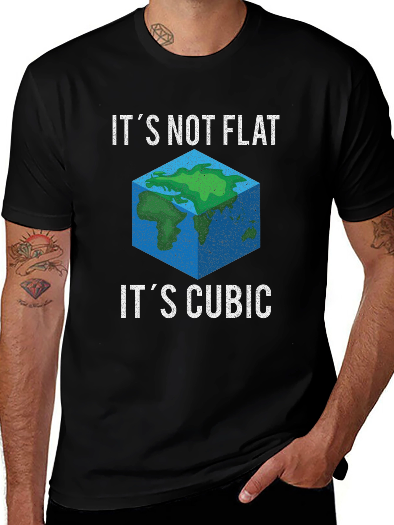 Variant 7 of Cubic Earth Graphic Tee - It's Not Flat, It's Cubic