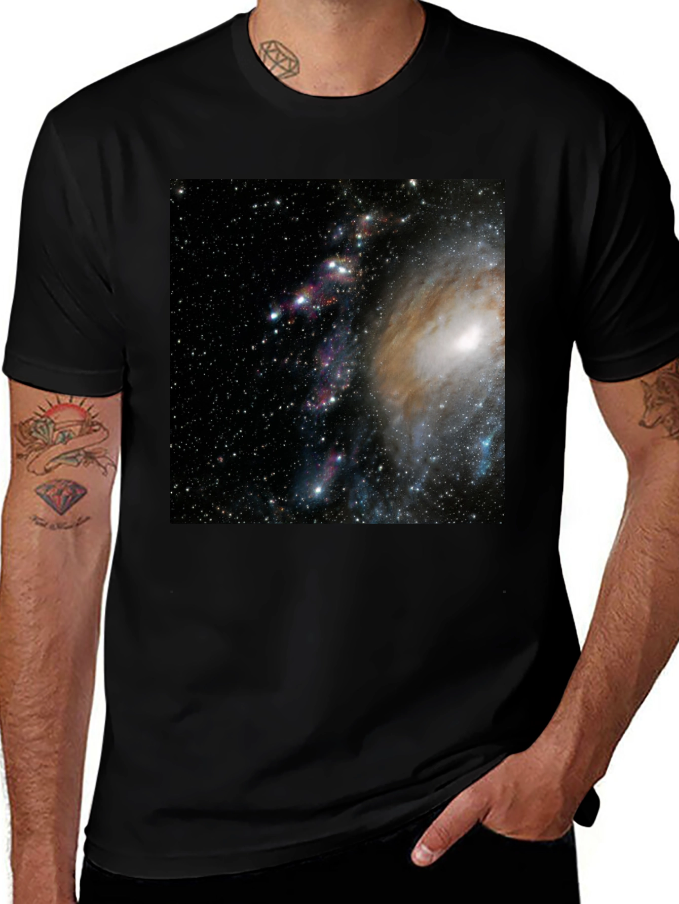 Variant 9 of Galaxy Print Black T-Shirt - Celestial Style