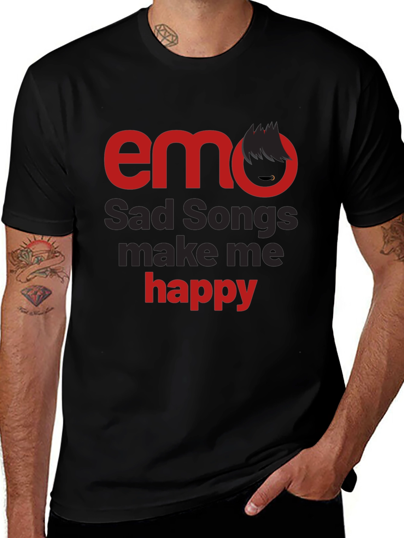 Variant 6 of Emo Sad Songs T-Shirt - Make Me Happy