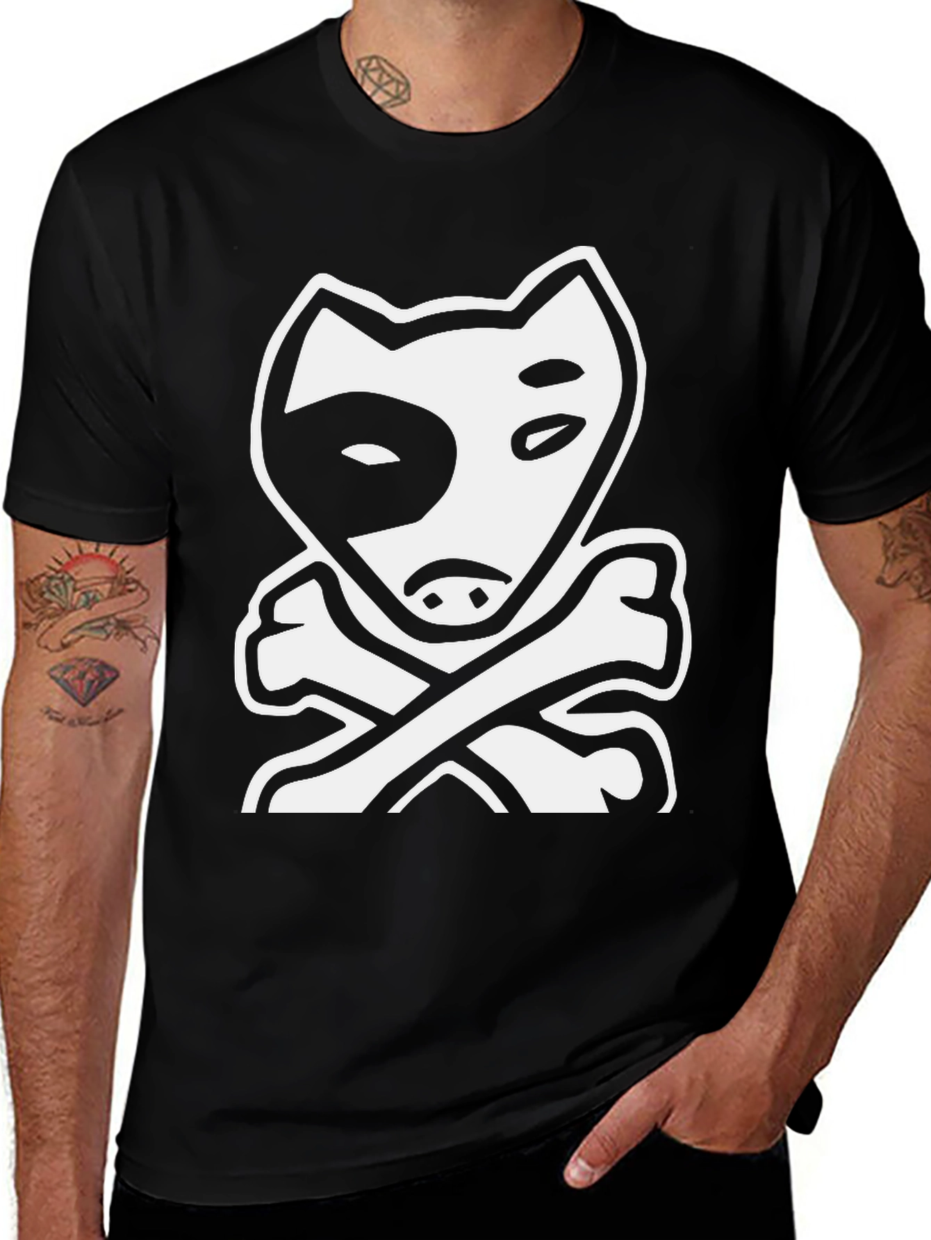 Variant 27 of Dog & Bones Graphic Tee - Cool Black T-Shirt