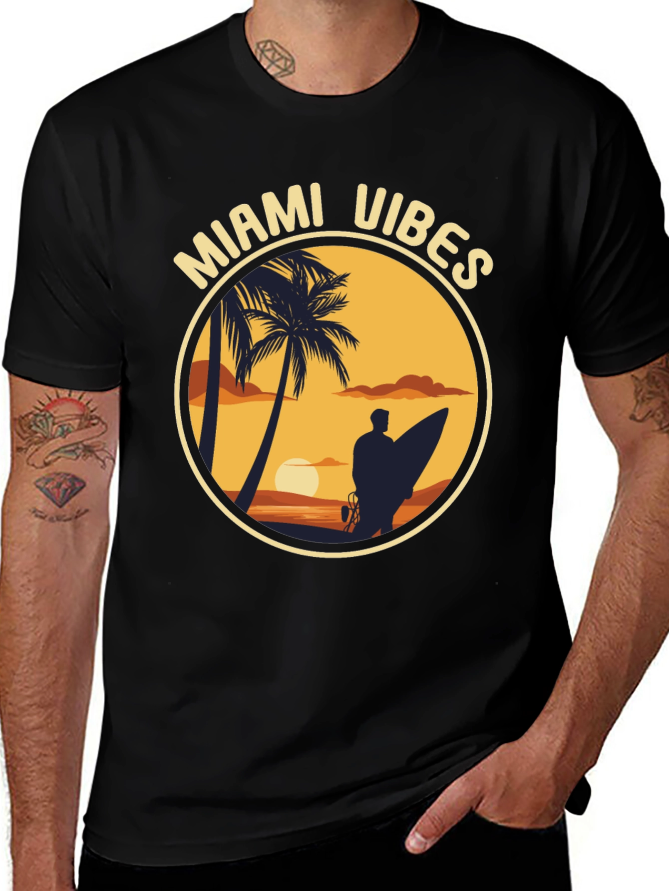 Variant 16 of Miami Vibes Graphic Tee - Beach Surfer T-Shirt