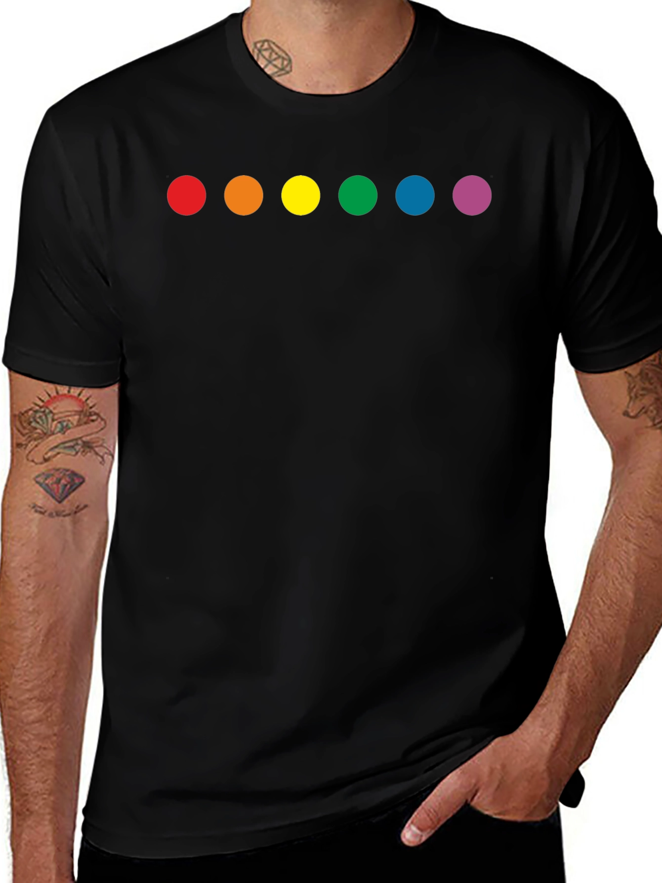 Variant 22 of Rainbow Dot Graphic Black T-Shirt